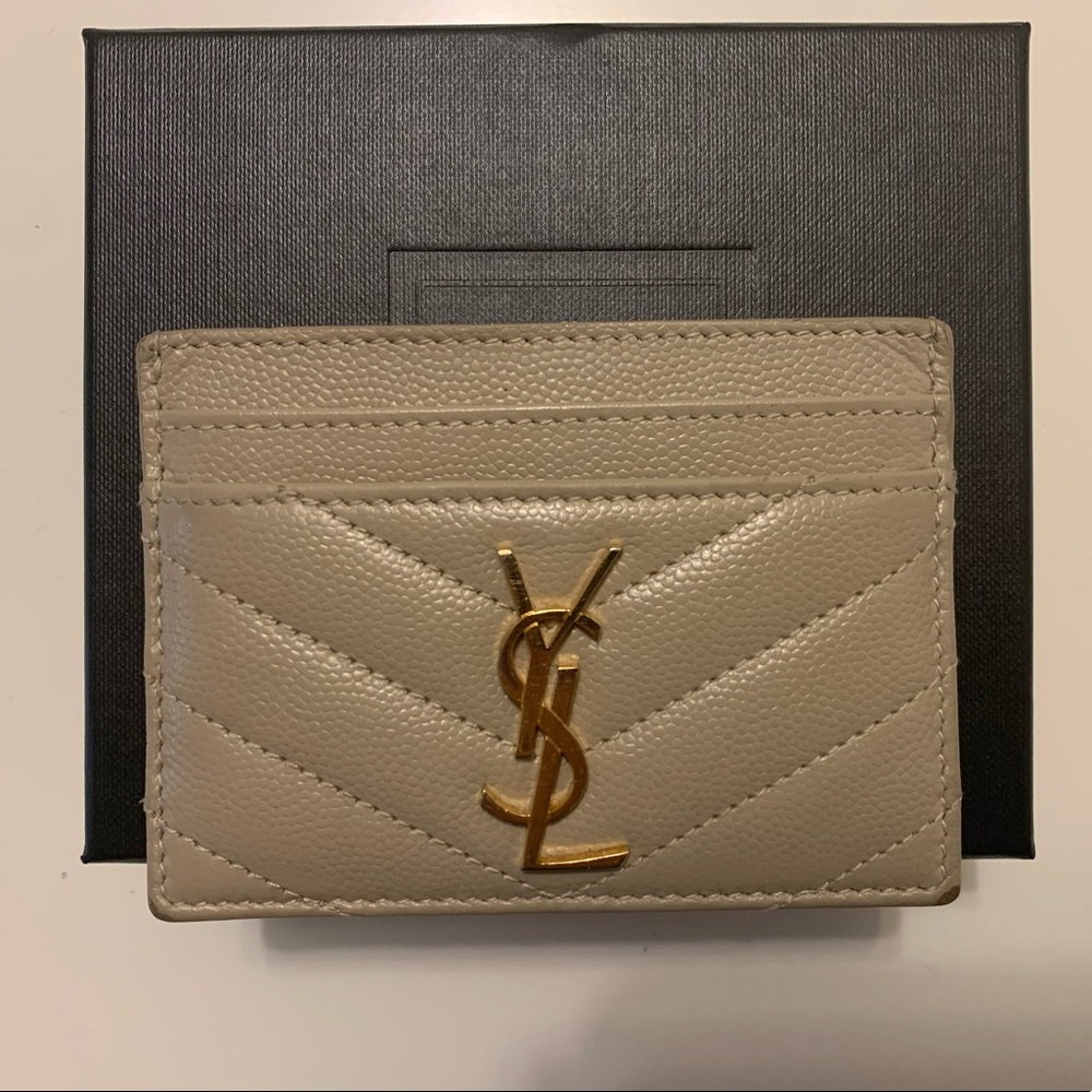 Saint Laurent Monogram Card Case In Grain De Poudre Embossed Leather